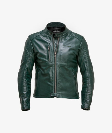 Veste Homme en cuir vert avec protections